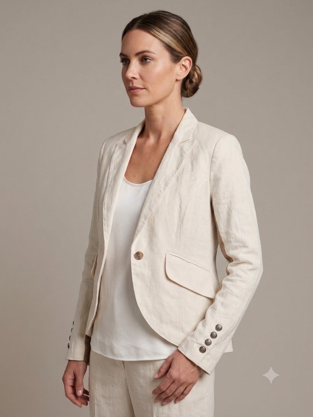 Smythe Sz 4 Linen Off White Equestrian Tailored Blazer